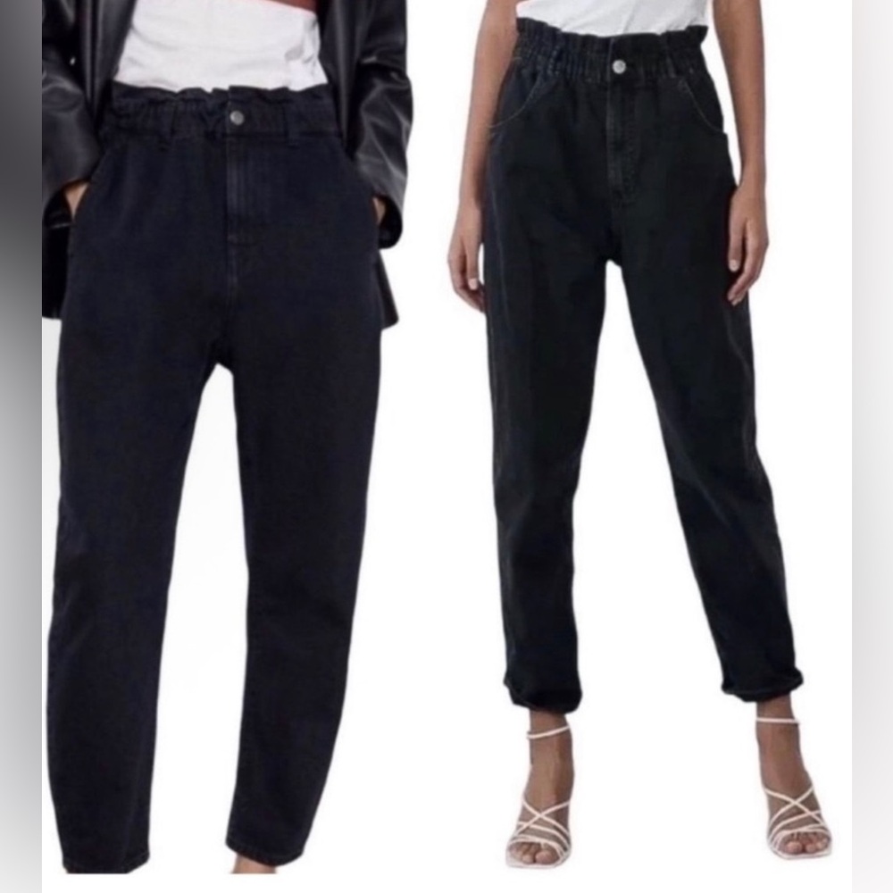 Zara Denim Black Paper Bag Jeans